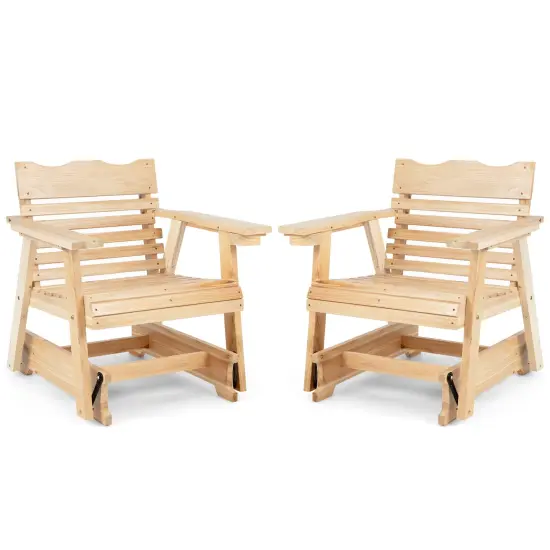 Outdoor Wood Rocking Chair with High Back and Widened Armrests {3}