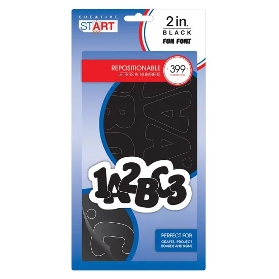 Creative Start Vinyl Self-Adhesive Letters and Numbers, 2", Helvetica Font, Black, 133 count {1}