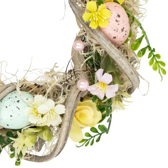 Northlight Flowers and Speckled Eggs Artificial Easter Wreath - 12" Brown {4}