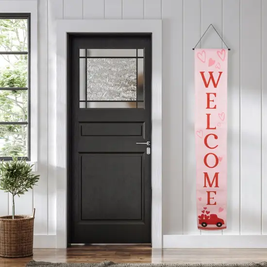 Northlight Set of 2 Pink "Welcome" and "Happy Valentine's Day" Outdoor Door Banners 71" {3}