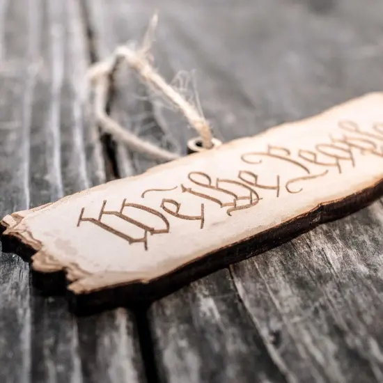 Ornament - We the People - Raw Wood 5x2in {4}