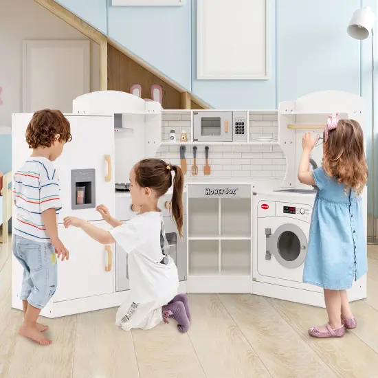 Toddler Corner Play Kitchen With Range Hood Ice Maker {5}