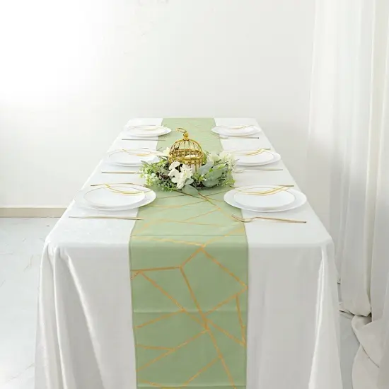 Geometric Polyester Table Runner Sage green {1}