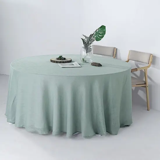 120" Round Faux Burlap Tablecloth Dusty blue {4}