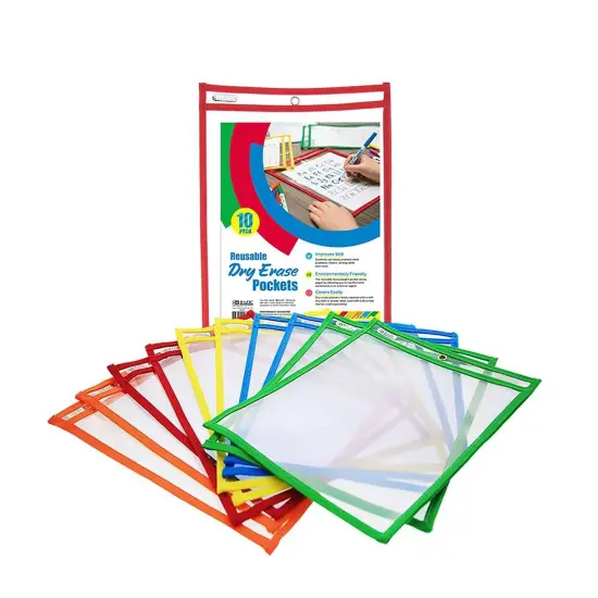10/pk Reusable Dry Erase Pockets {1}