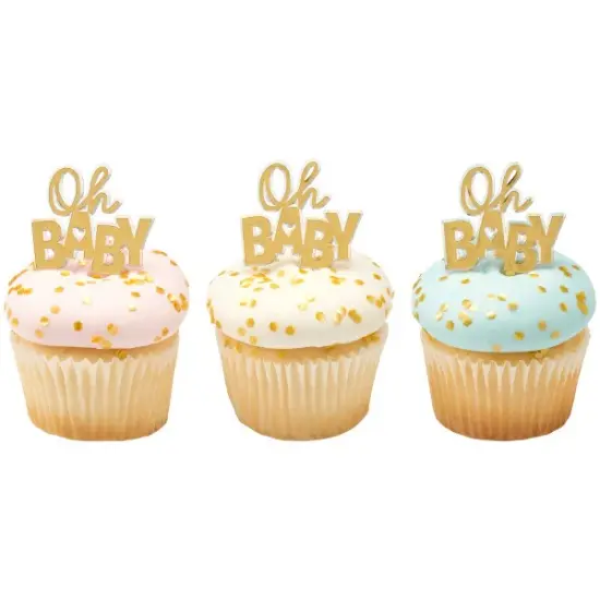 Oh Baby Shower Foil gold Cake Cupcake Rings - 12ct per order {3}