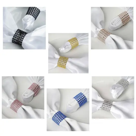 20-Pieces Diamond Rhinestone Mesh Napkin Rings Champagne {5}