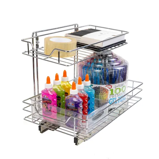 Smart Design 2-Tier Pull Out Cabinet Shelf - Medium - 14 x 18-32 - Chrome {2}