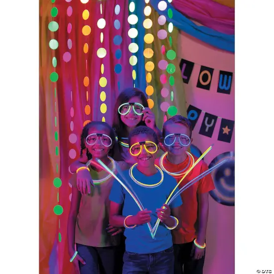 Red Blue & Green Glow Glasses with Black Plastic Ear Pieces 8" Bulk 48 Pc {3}