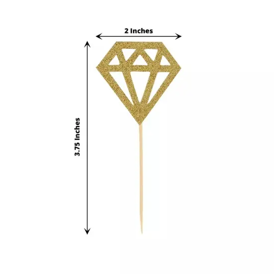 24 GOLD Glittered Diamond Ring CUPCAKE TOPPERS {5}