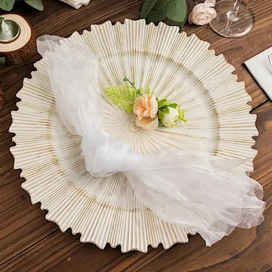 5 5 WHITE Sheer Crinkled Organza Decorative Table Dinner NAPKINS {3}