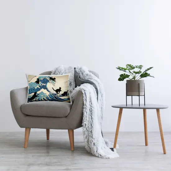 Stupell Industries Cats & Tsunami Wave Decorative Printed Throw Pillow {2}