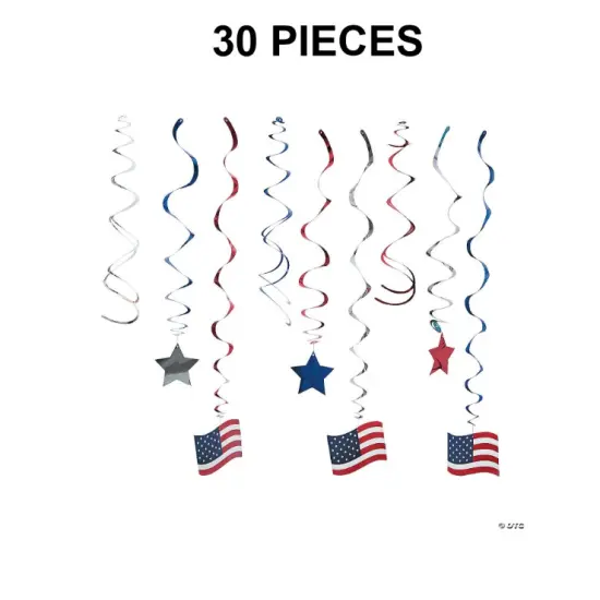 32" Patriotic Hanging Swirl Decorations - 30 Pc. {1}