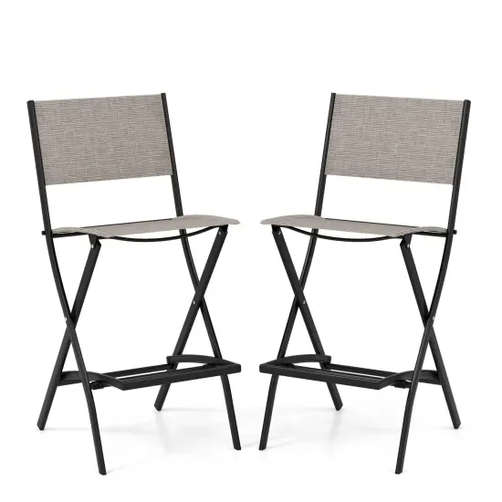 Folding Bar Stools Set Of 2 Backrest Humanized Footrest {3}
