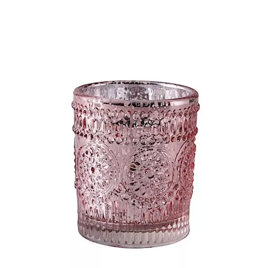 6 pcs Blush Mercury Glass Votive Candle Holders Primrose Design {1}