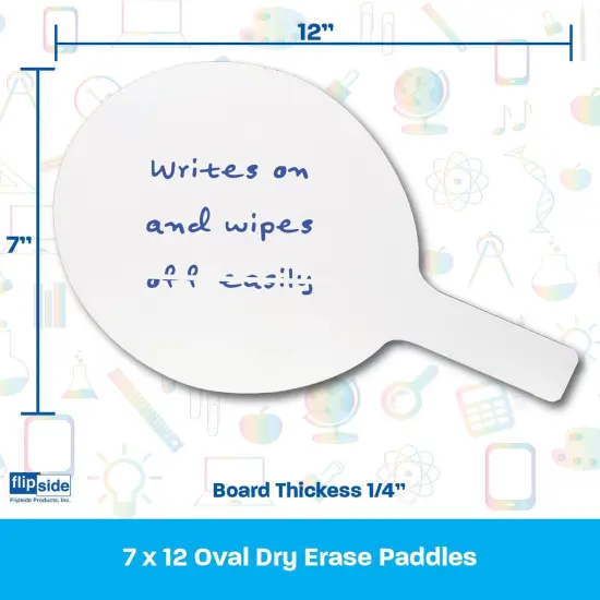 Oval Dry Erase Answer Paddles, 7" x 12", Pack of 6 {5}