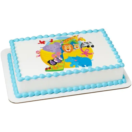 Baby Shower Noah's Ark Edible Cake Topper Image 1/4 sheet {1}