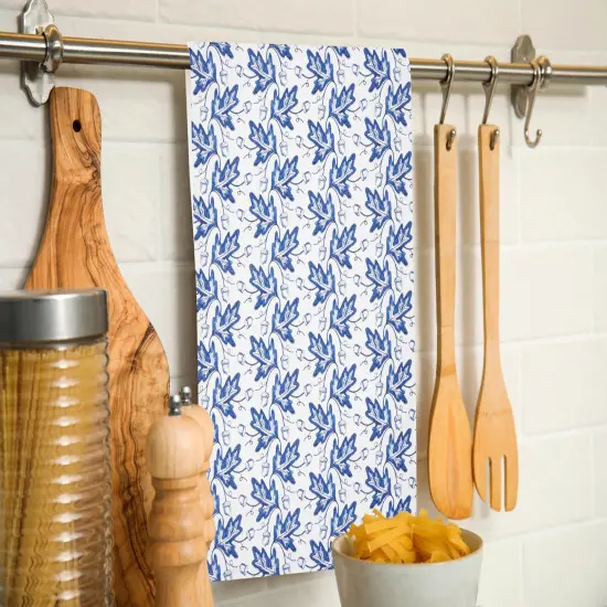Blue Leaves & Acorn Dishtowel {5}