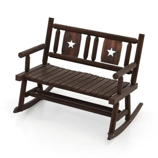 Patio Rocking Bench Double Rocker Chair With Ergonomic Seat 2-person Loveseat {3}