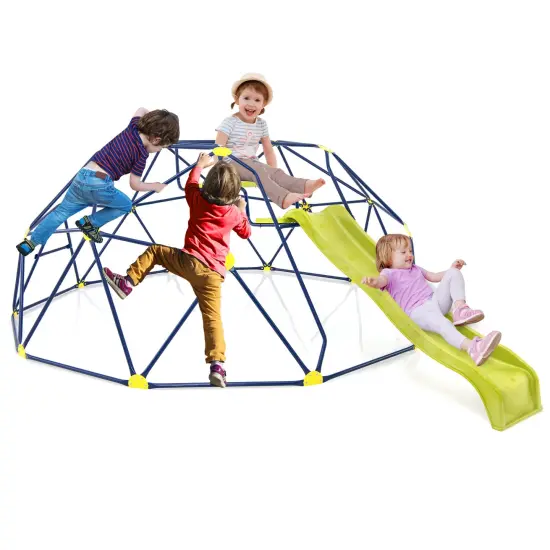 13.3 Ft Climbing Dome Geometric Dome Climber With Extended Wavy Slide {4}