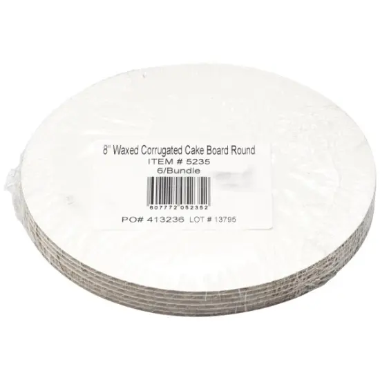 8" Round Waxed Corrugated Cake Board 6ct {3}