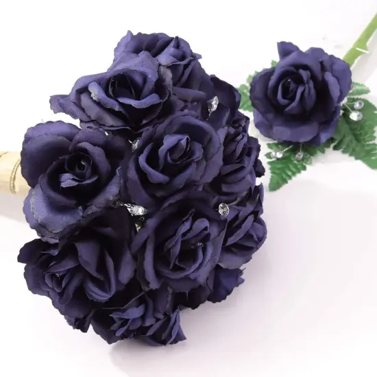Oceanic Charms | 50-Piece Set | Detachable & Flexible Silk Navy Blue Rose Picks | 3.5" Flower Heads | Add a Nautical Touch to Floral Decor & DIY Projects, Floral Home by Artificial Flowers {2}