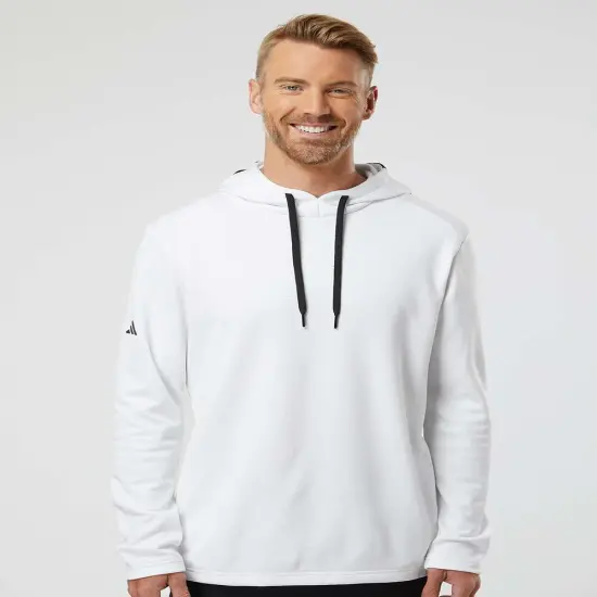 Adidas&reg; Textured Mixed Media Hooded Sweatshirt Grey three {7}