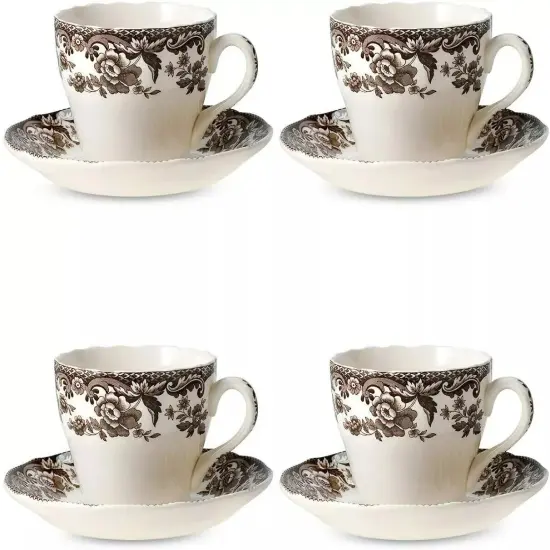 Spode Delamere Collection 7 oz. Teacup and Saucer, Fine Earthenware - Set of 4 {1}