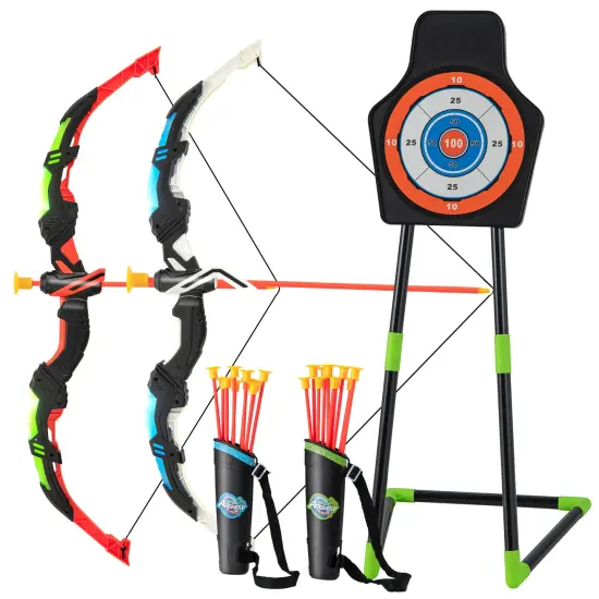 Youth Archery Bow Set With Led Light Up Bow And 20 Suction Cup Arrows For Kids {3}