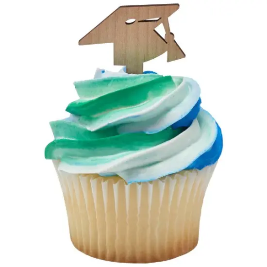 Graduation Wooden hat with tassels Cupcake Cake Pics - set of 12 {5}