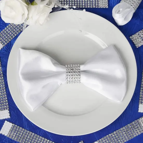 20-Pieces Diamond Rhinestone Mesh Napkin Rings Silver {2}