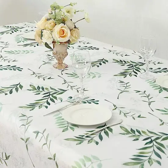 Rectangular Tablecloth with Olive Leaves Print {3}
