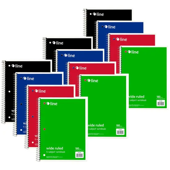(3 Ea) 5 Sub Notebook Wide Ruled Assorted {1}