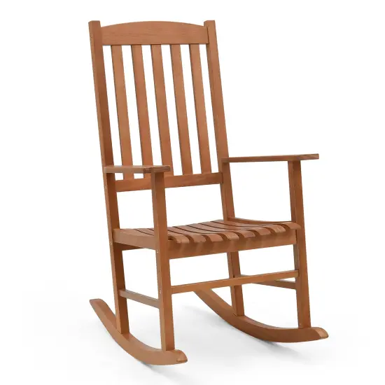 Eucalyptus Wood Rocker Chair With Stable And Safe Rocking Base For Garden {4}