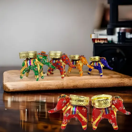 Elephant Tea Light Candle Holders Indian Festival of Light Decorative Candle Stand for Diwali Christmas Thanksgiving Housewarming Gift T-light Holder for Centerpiece Dining Table Home Decor {3}