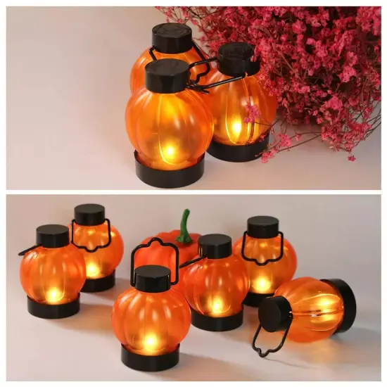 12Pcs LED Pumpkin Tea Lights Flickering Candles Flameless Halloween Party Decor {4}