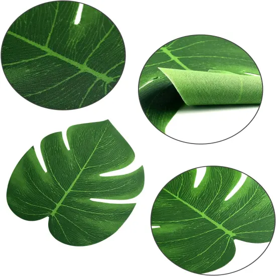 24pcs 6 Inch Artificial Palm Leaves Tropical Leaves Stems Jungle Leaves Hawaiian Luau Party Beach Baby Shower Wedding Birthday Table Decorations {2}