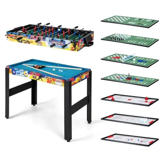 12-in-1 Combo Game Table Set With Foosball Air Hockey Pool Chess And Ping Pong {4}