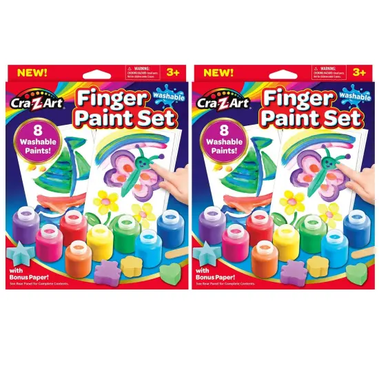 Washable Finger Paints Set, 8 Colors Per Set, 2 Sets {1}