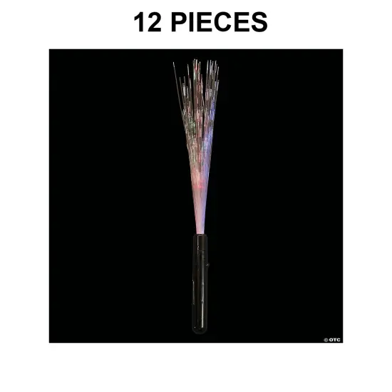 15" Plastic Light Up Rainbow-Colors Fiber Optic Wands - 12 Pc. {1}