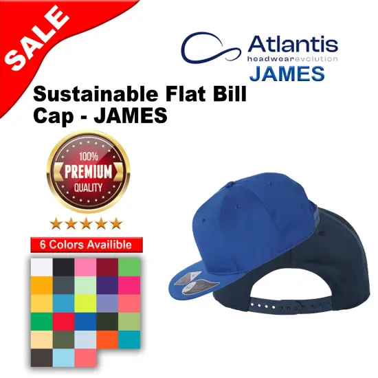 Atlantis Headwear&reg; Sustainable Flat Bill Cap Black {2}