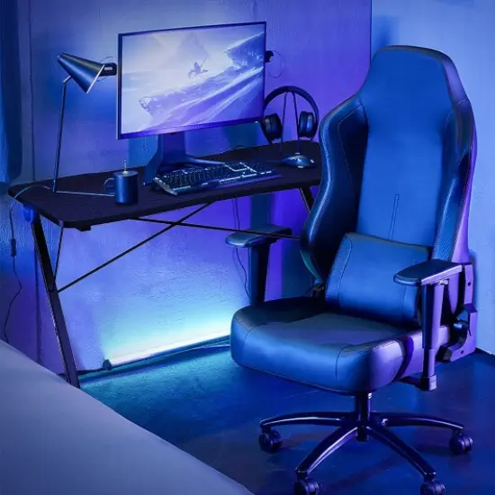 Z Shape Gaming Desk With Led Lights {1}