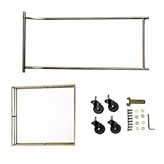 GOLD 3ft tall 3-Tier Rectangular Metal Bar Cart Mirror Glass Serving Trays {2}