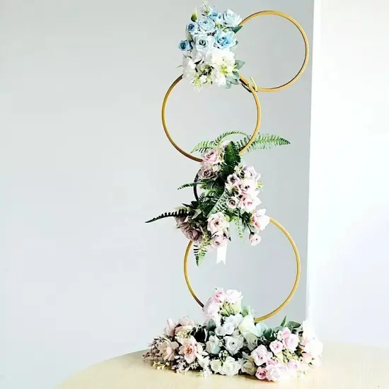 GOLD 3" Metal Hoops Pillar Backdrop Stand {4}