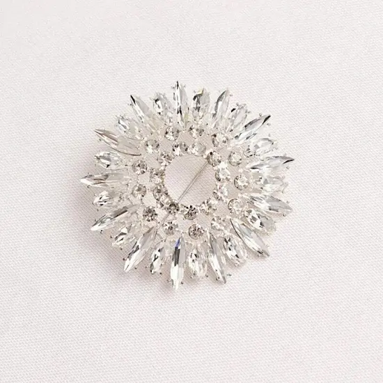 2 Silver Snowflake Metal Rhinestones Sash BUCKLES Chair Decor {1}