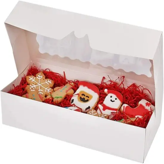 12.5" x 5.5" x 2.5" White Bakery Boxes with Window Pastry Boxes for Strawberries, Cookies and Desserts {2}