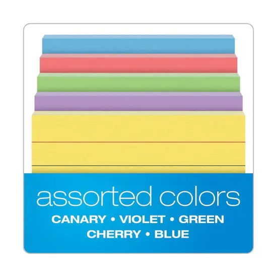 Mini Index Cards, 3" x 2.5", Ruled, Assorted Colors, 200 Per Pack, 6 Packs {5}