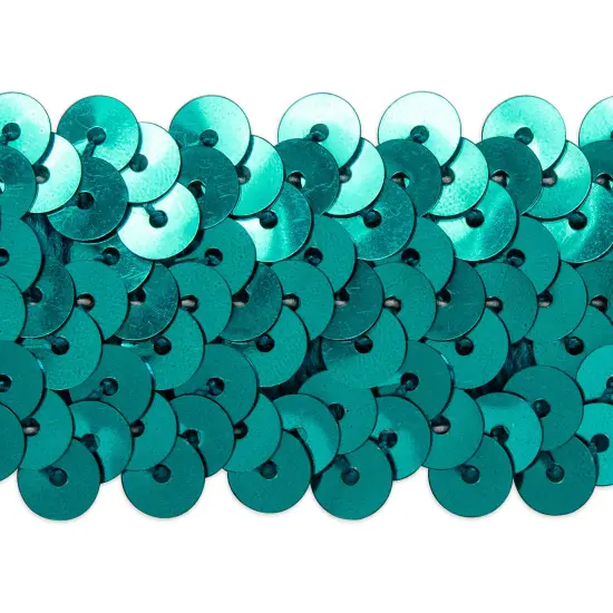 20 yards of 3 Row 1 1/4" Metallic Stretch Sequin Trim | 20 yard cut Turquoise {1}