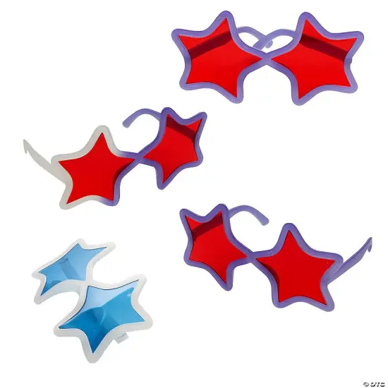 Kids Patriotic Sunlight Color Changing Star-Shaped Sunglasses - 12 Pc. {3}
