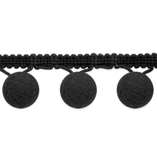 20 yards of 1 1/2 " Bonita Pom PomFringe Trim | 20 yard cut Black {1}